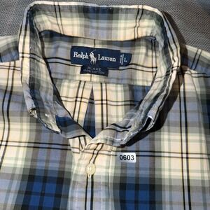 Ralph Lauren Blake Mens Large Plaid Cotton Button Down Shirt Long Sleeve
